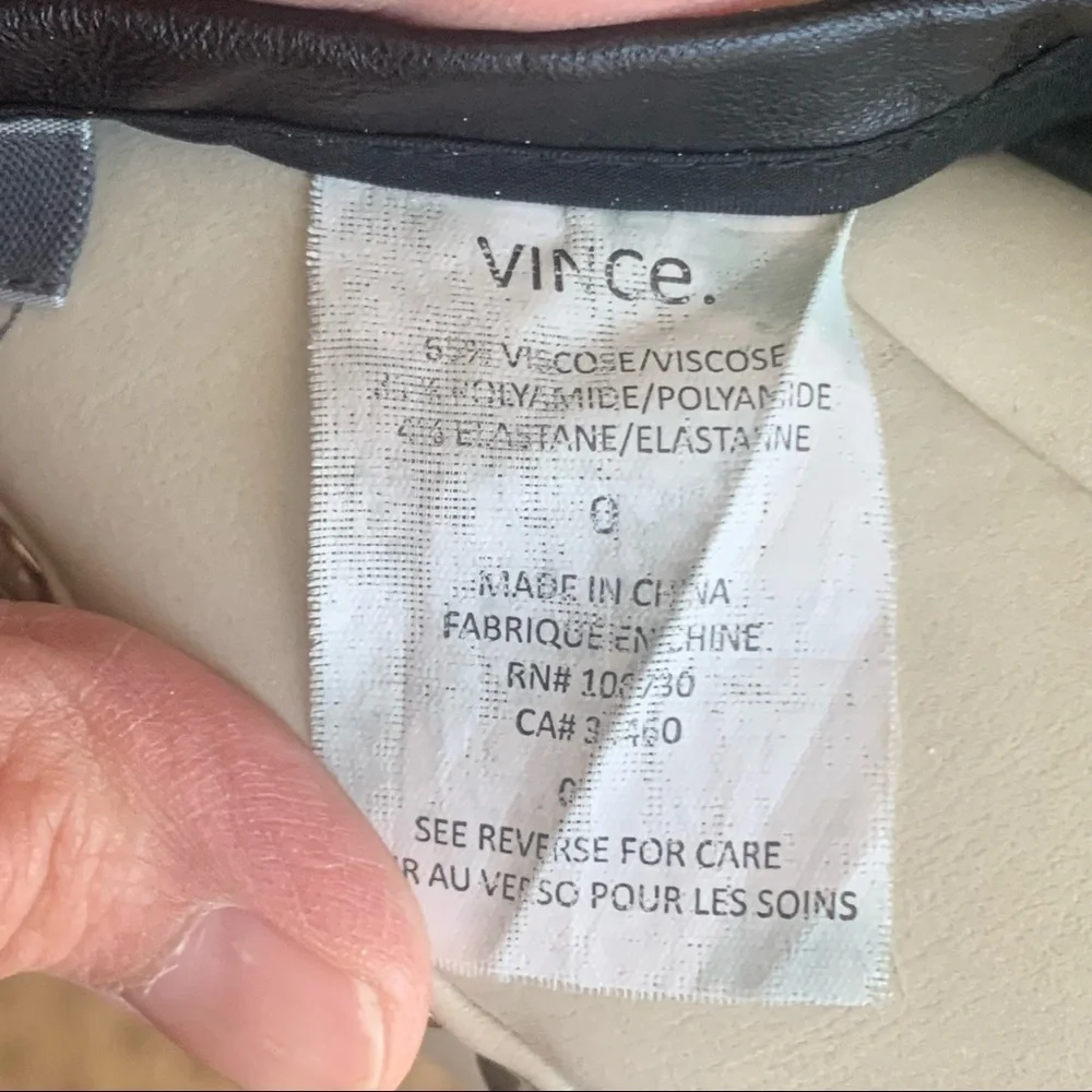 VINCE Black Ponte Knit Pencil Skirt Stretch Size 0